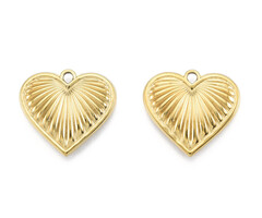 Stainless Steel Charm Heart Texture 18.5x20.5x2.5mm