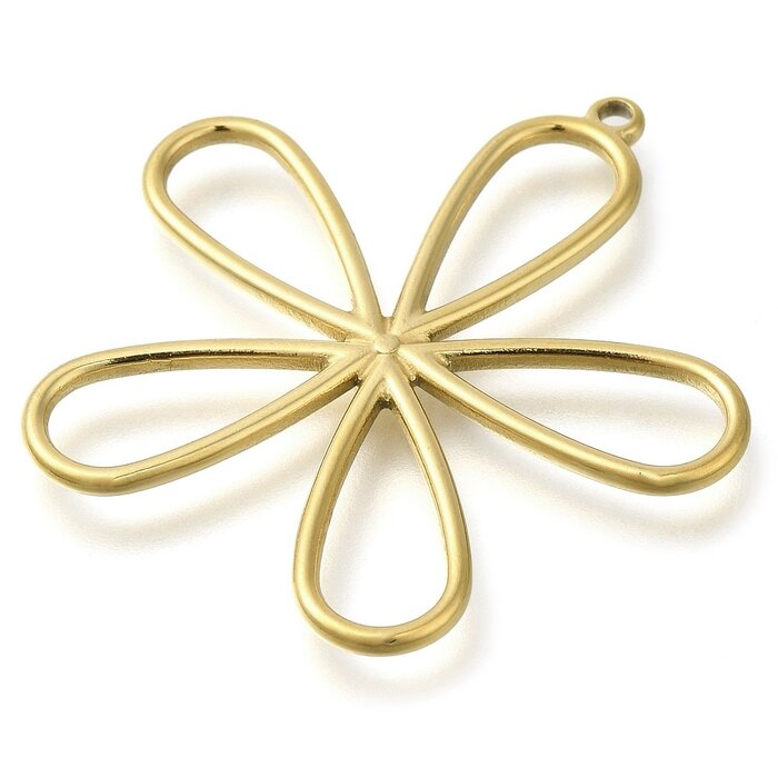 Stainless Steel Charm Open Flower 41x40x2mm