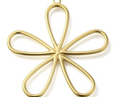 Stainless Steel Charm Open Flower 41x40x2mm