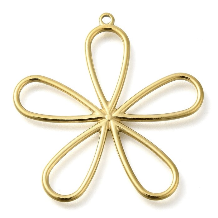 Stainless Steel Charm Open Flower 41x40x2mm