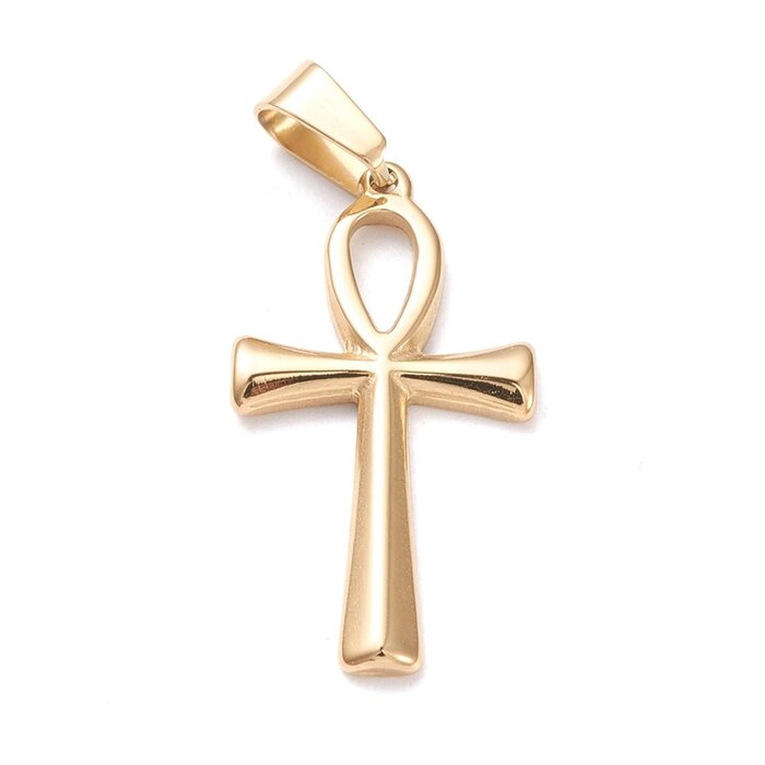 Stainless Steel Ankh Cross Charm 30x16x2mm