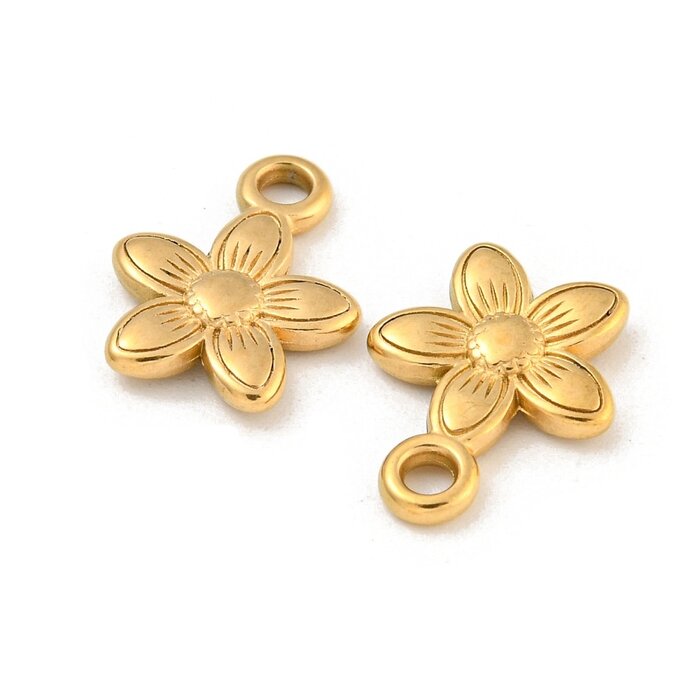 Stainless Steel Bedel Bloemetje 14.5x11.5x2.5mm