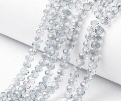 Facet Glaskralen Licht Grijs 6x4mm, 50 stuks