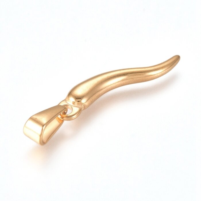 Stainless Steel Bedel Italiaanse Hoorn 26x6x3.5mm