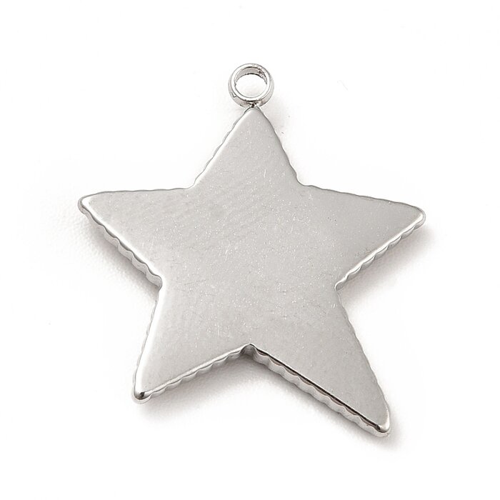 Stainless Steel Star Charm Silver 19.5x18x2mm