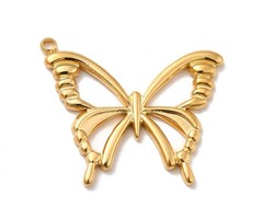 Stainless Steel Vlinder Bedel Gold Plated 22x26.5x2mm