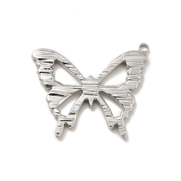 Stainless Steel Butterfly Charm Silver 22x26.5x2mm