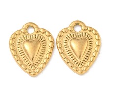 Stainless Steel Bedel Hartje Gold Plated 19.5x15x2.5mm
