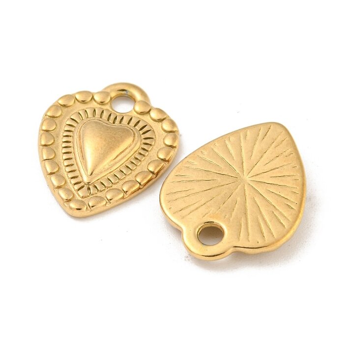 Stainless Steel Bedel Hartje Gold Plated 19.5x15x2.5mm