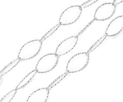 Stainless Steel Ketting Grote Schakels met Textuur 20x10x1mm, 1 meter