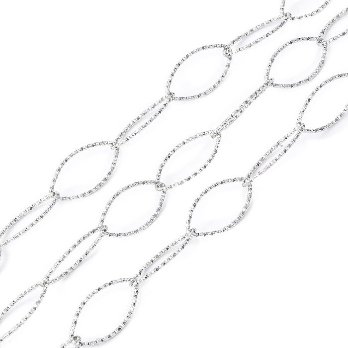 Stainless Steel Chain Large Links with Texture 20x10x1mm, 1 meter