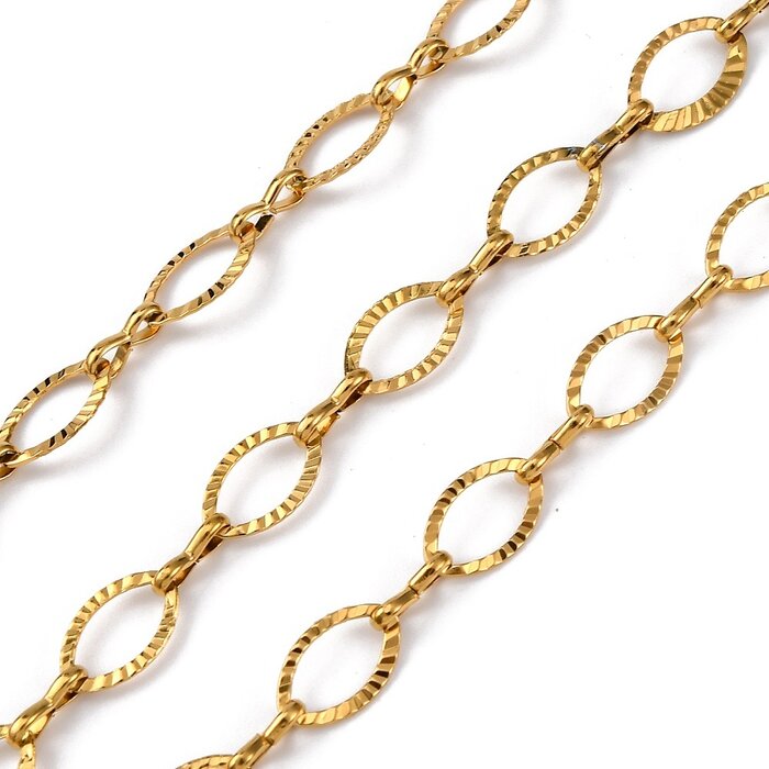 Stainless Steel Chain Oval Links 11.5x6.5x0.2mm, 1 meter