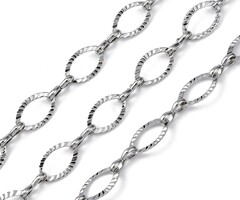 Stainless Steel Chain Oval Links Silver 11.5x6.5x0.2mm, 1 meter