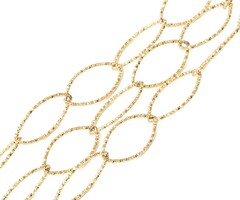 Stainless Steel Ketting Grote Schakels met Textuur Gold Plated 20x10x1mm, 1 meter