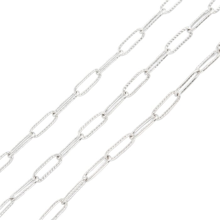 Stainless Steel Chain Paperclip Link Silver 12x4x1mm, 1 meter