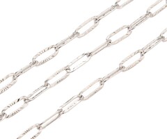 Stainless Steel Chain Paperclip Link Textured Silver 9.7x3.5x0.7mm, 1 meter