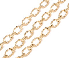 Stainless Steel Chain Oval Link Gold Plated 7x1.5mm, 1 meter