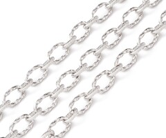 Stainless Steel Chain Oval Link Silver 7x1.5mm, 1 meter