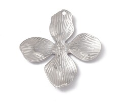 Stainless Steel Bloem Bedel Zilver 45x42x3mm