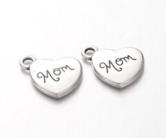 Bedel Mom Antiek Zilver 13x15mm Nikkelvrij, 3 stuks
