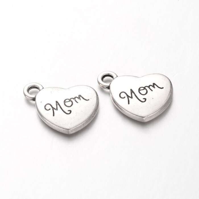 Charm Mom Antique Silver 13x15mm Nickel Free, 3 pieces
