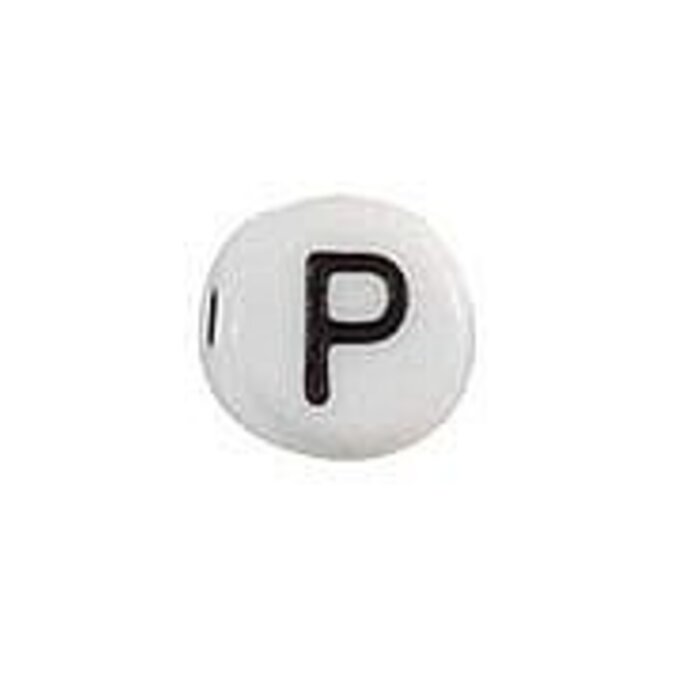 Letterkraal Acryl Zwart Wit 7mm P, 20 stuks