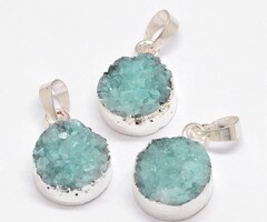 Natural Druzy Agaat Edelsteen Bedel Mint 18~20x14x5~10mm