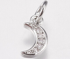 Charm with Zirconia 9x5x1mm Moon