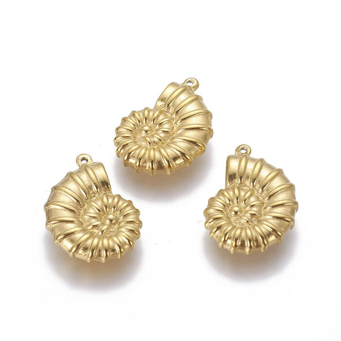 Stainless Steel Bedel Ammoniet Gold Plated 21x15x4~4.1mm