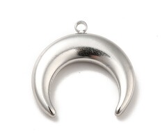 Stainless Steel Bedel Sikkel Maan Zilver 18x18.5x3.5mm