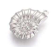 Stainless Steel Bedel Ammoniet Zilver 21x15x4~4.1mm
