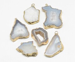 Gemstone Charm Dyed Druzy Agate White 20~60x13~50x4~8mm