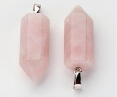 Natural Rose Quartz Gemstone Charm Bullet 33~36x12mm