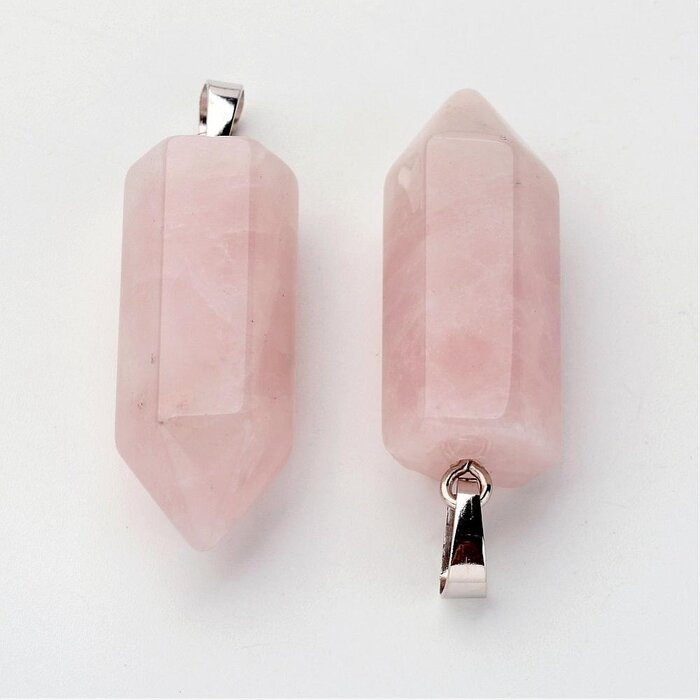 Natural Rose Quartz Gemstone Charm Bullet 33~36x12mm