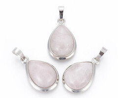 Natural Gemstone charm Rosequartz Drop 26x16~17x8~10mm