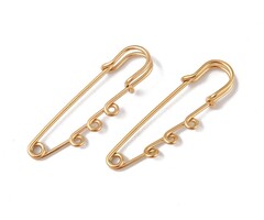 Stainless Steel Brooch Safety Pin with Eyelets 51x16x7mm
