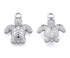 Stainless Steel Turtle Charm Silver 18.5x15x3mm