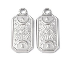 Stainless Steel Rechthoek Maan Bedel Zilver 23x11x2mm