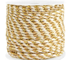 Trendy Gevlochten Koord Goud Wit 2mm, 1 meter