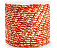 Trendy Braided Cord Gold Orange Red White 2mm, 1 meter