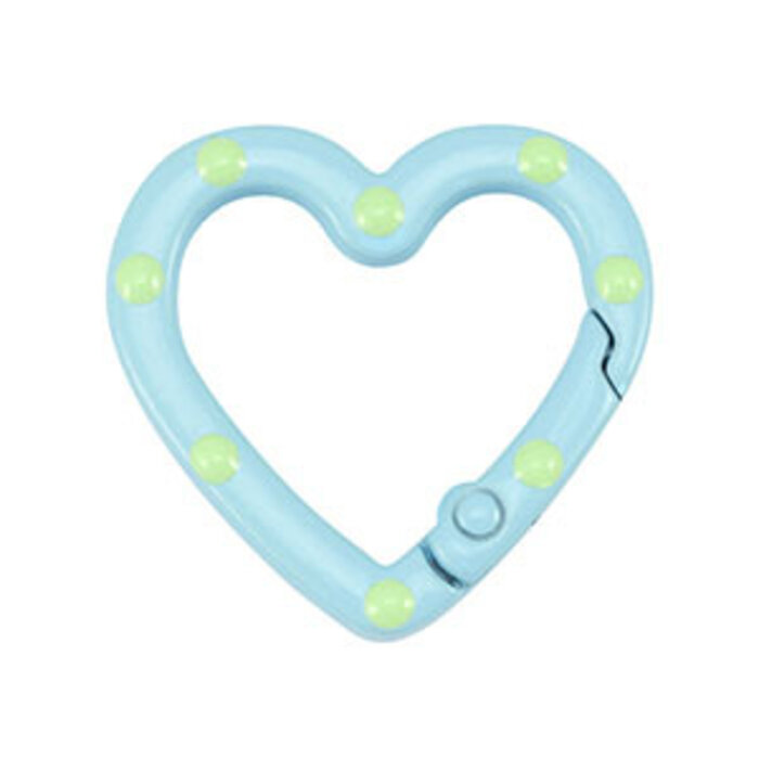 Sleutelhanger Ring Hart Licht Blauw Groen 25x26x4mm