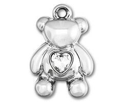 Statement Charm Bear with Heart Silver 39.5x26.5mm