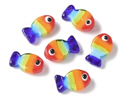 Lampwork Glas Kraal Vis Regenboog 20x13x9mm
