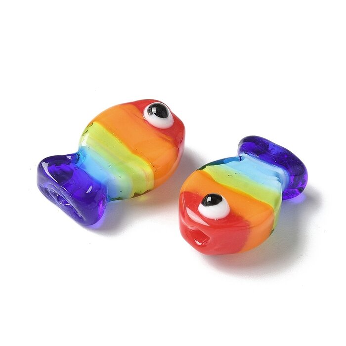 Lampwork Glas Kraal Vis Regenboog 20x13x9mm