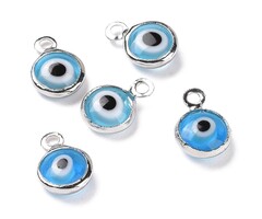 Boze oog / Evil eye Lampwork Bedel Blauw 10x6.5x3mm