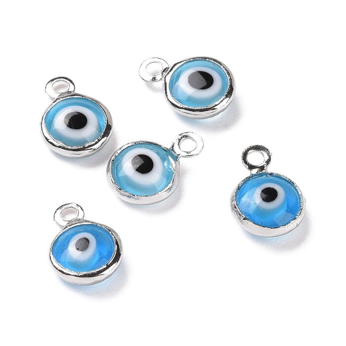 Evil eye Lampwork Charm Blue 10x6.5x3mm
