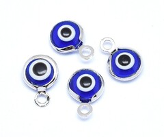Evil eye Lampwork Charm Dark Blue 10x6.5x3mm