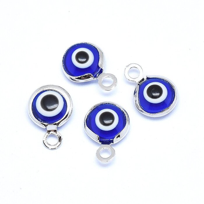 Boze oog / Evil eye Lampwork Bedel Donker Blauw 10x6.5x3mm