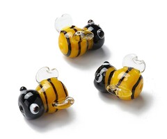 Bee Lampwork Glass bead 15.2~16x14.5~16.5x11.2mm
