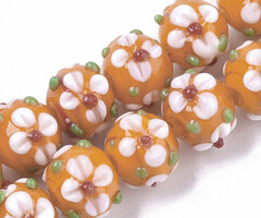 Flower Lampwork Glass bead Orange 11~12x11~12x10mm
